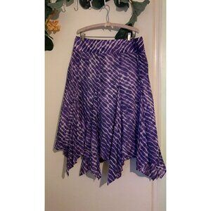 Chico's Diagonal Zebra Helena Handkerchief Purple Tie Dye Boho Skirt Sz 2 Fairy